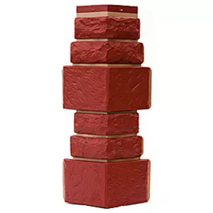 Угол наружный Т-сайдинг Дикий камень 150х450 мм. Бордовый Красный 3009